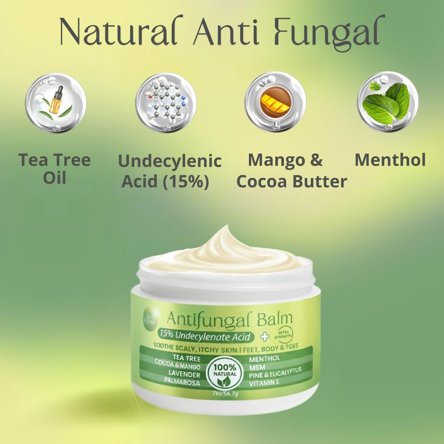 PURPLE CANYON Anti Fungal Balm with 15% Undecylenic Acid – Antifungal for Athletes Foot, Jock Itch & Ringworm – Tea Tree, Menthol & Essential Oils - dailyvitalstore