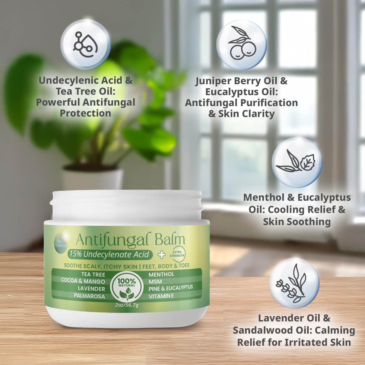 PURPLE CANYON Anti Fungal Balm with 15% Undecylenic Acid – Antifungal for Athletes Foot, Jock Itch & Ringworm – Tea Tree, Menthol & Essential Oils - dailyvitalstore