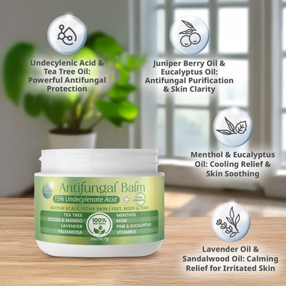 PURPLE CANYON Anti Fungal Balm with 15% Undecylenic Acid – Antifungal for Athletes Foot, Jock Itch & Ringworm – Tea Tree, Menthol & Essential Oils - dailyvitalstore