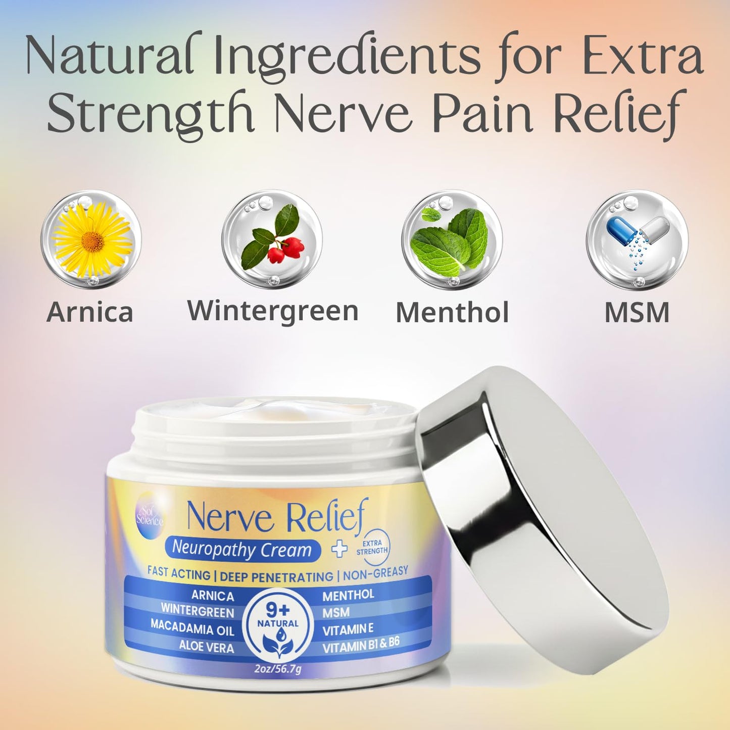 PURPLE CANYON Nerve Pain Relief Cream for Neuropathy – for Feet & Legs | MSM, Arnica, Alpha Lipoic Acid | Fast-Absorbing, Non-Greasy Formula | 2 oz - dailyvitalstore