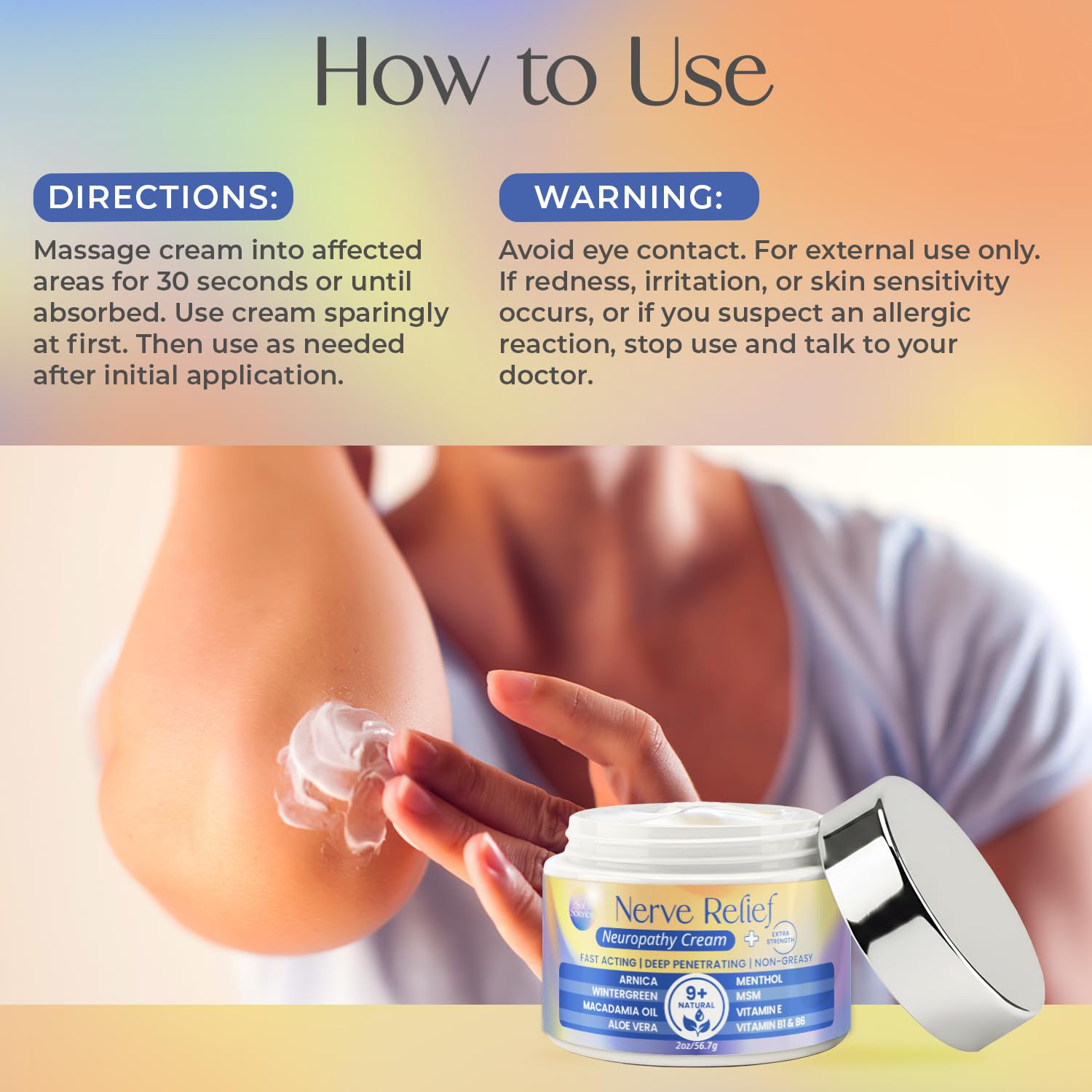 PURPLE CANYON Nerve Pain Relief Cream for Neuropathy – for Feet & Legs | MSM, Arnica, Alpha Lipoic Acid | Fast-Absorbing, Non-Greasy Formula | 2 oz - dailyvitalstore