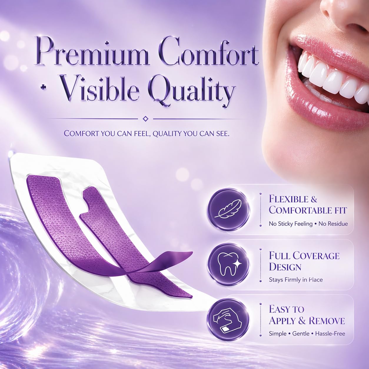 Purple Teeth Whitening Strips, Enamel Safe for Sensitive Teeth, Removes Yellow Stains & Bad Breath, Non-Slip Dry Strip Technology - dailyvitalstore