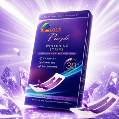 Purple Teeth Whitening Strips, Enamel Safe for Sensitive Teeth, Removes Yellow Stains & Bad Breath, Non-Slip Dry Strip Technology - dailyvitalstore