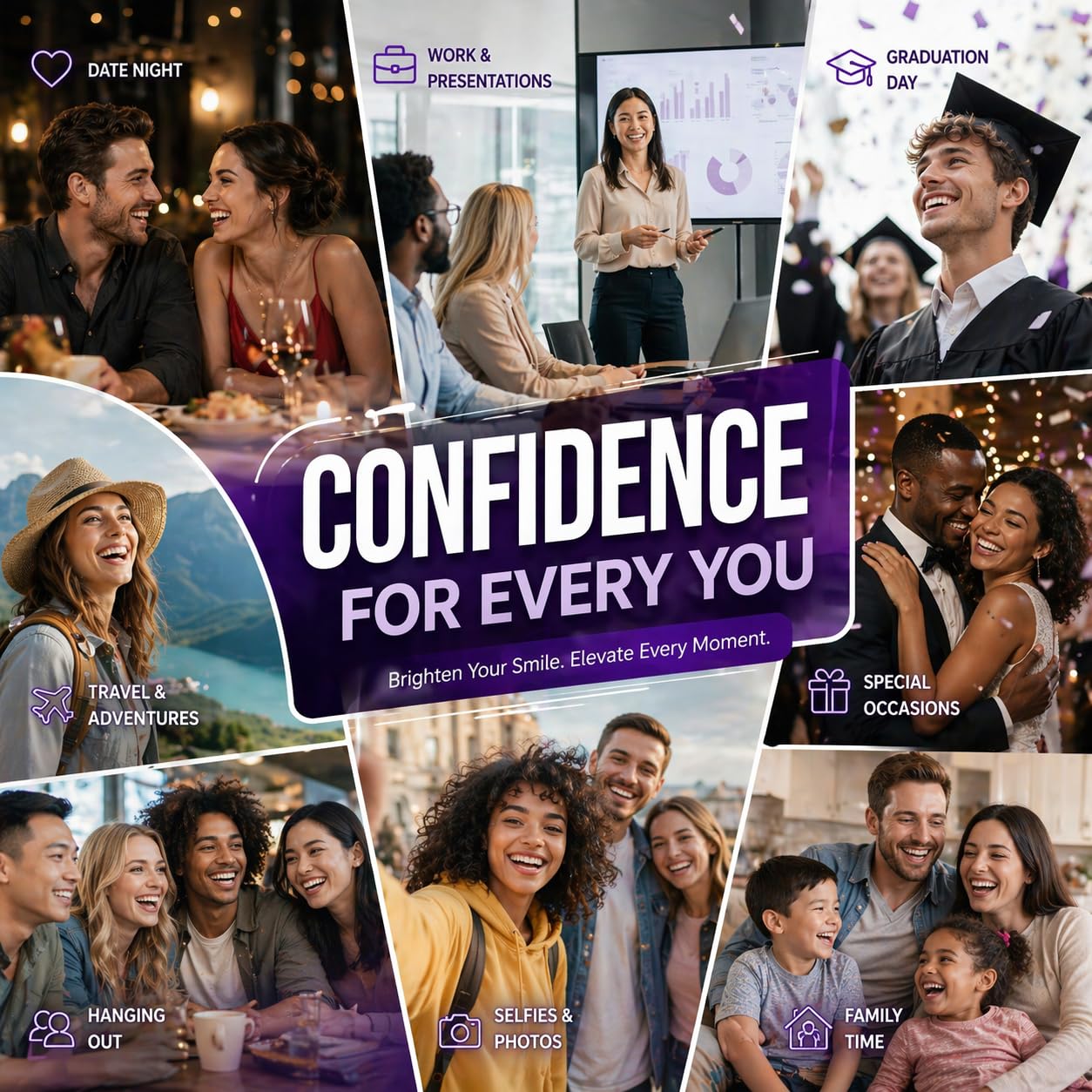 Purple Teeth Whitening Strips, Enamel Safe for Sensitive Teeth, Removes Yellow Stains & Bad Breath, Non-Slip Dry Strip Technology - dailyvitalstore