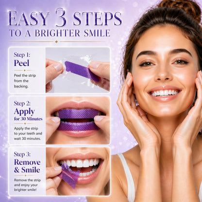 Purple Teeth Whitening Strips, Enamel Safe for Sensitive Teeth, Removes Yellow Stains & Bad Breath, Non-Slip Dry Strip Technology - dailyvitalstore