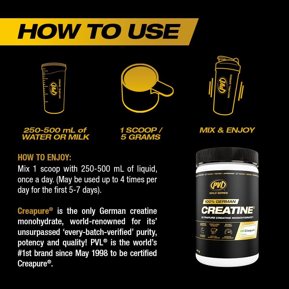 PVL Creapure Creatine – 100% Pure German Creatine Monohydrate Powder-Pharmaceutical Grade Muscle Building Supplement for Strength Training, Pre Workout & Post Workout Protein Support–410g 82 Servings - dailyvitalstore
