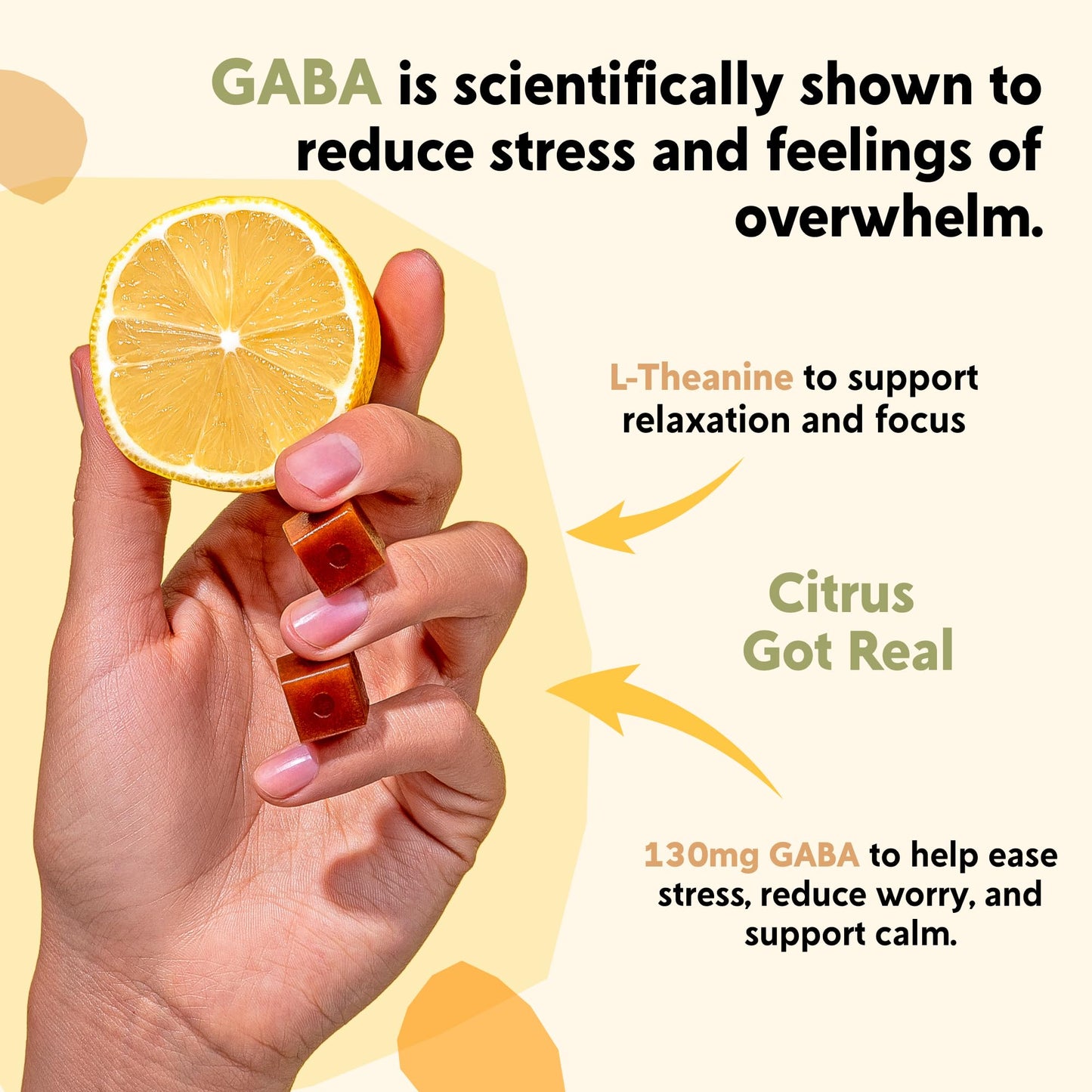 PYM Citrus Mood Chews Support for Stress, Worry & Overwhelm, 120 Count | 130mg GABA, 90mg L-Theanine | Vegan, Non-GMO, Gluten-Free, No Added Sugar | All-Natural Mood Balance Supplement Made in USA - dailyvitalstore