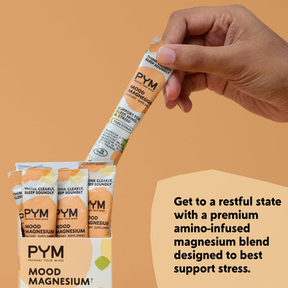 PYM Mood Magnesium Powder Packets (10-Servings) Magnesium Glycinate, L-Threonate & Malate Powder | Aid & Mood Support Supplement for Stress - dailyvitalstore
