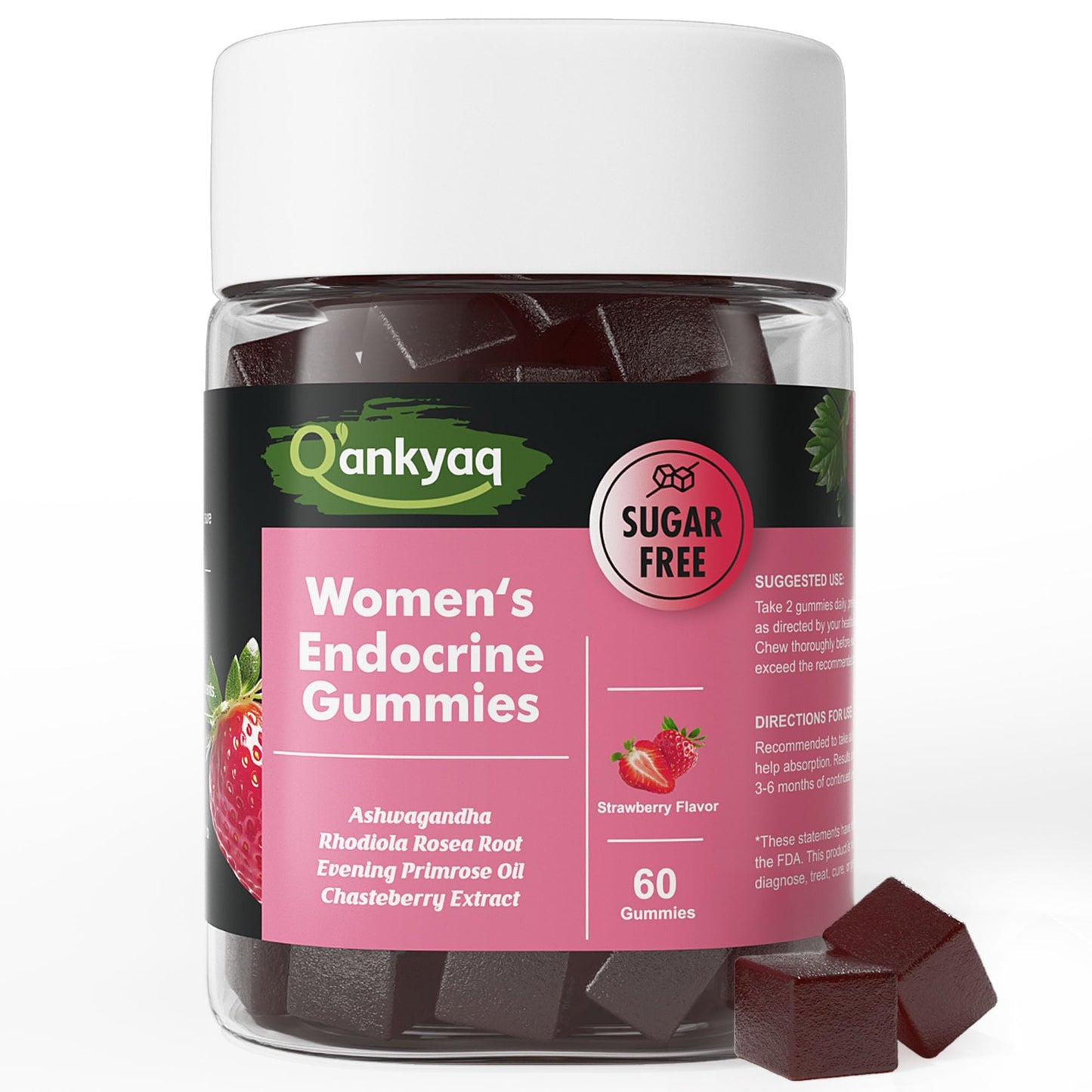 Q'ankyaq PMS Support Gummies for Women, Hormone Balance with Evening Primrose Oil, Chasteberry, Vitamins B6 & B12 - Comfort, Bloating, Mood & Energy Support - 60 Gummies - dailyvitalstore