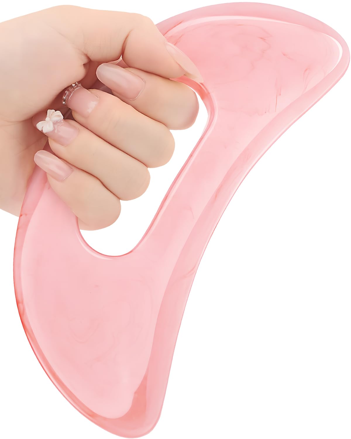 Qiifaiikooii Large Gua Sha Massage Tool for Body Back,Lymphatic Drainage Anti Cellulite,Resin(Pink/7.1In) - dailyvitalstore
