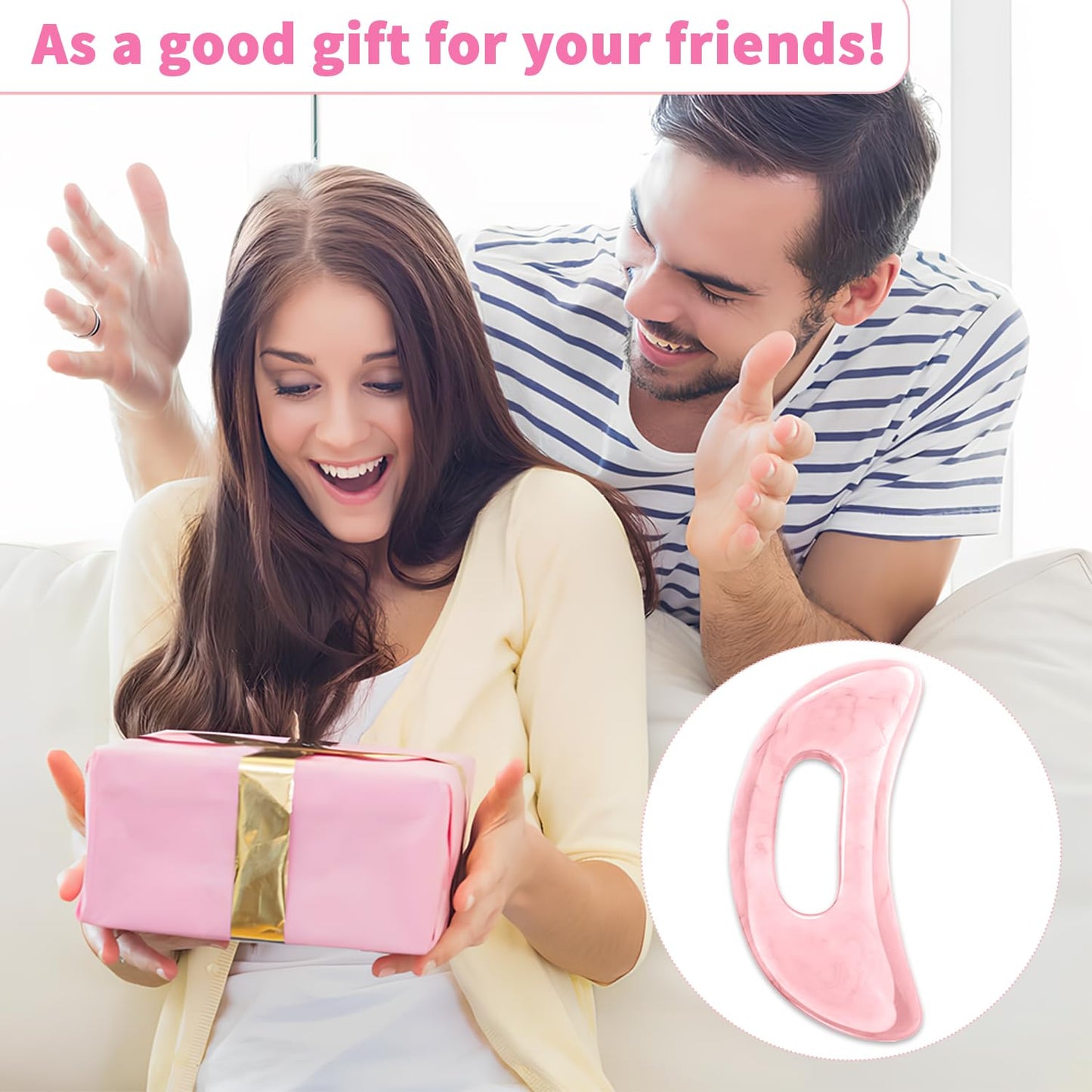 Qiifaiikooii Large Gua Sha Massage Tool for Body Back,Lymphatic Drainage Anti Cellulite,Resin(Pink/7.1In) - dailyvitalstore