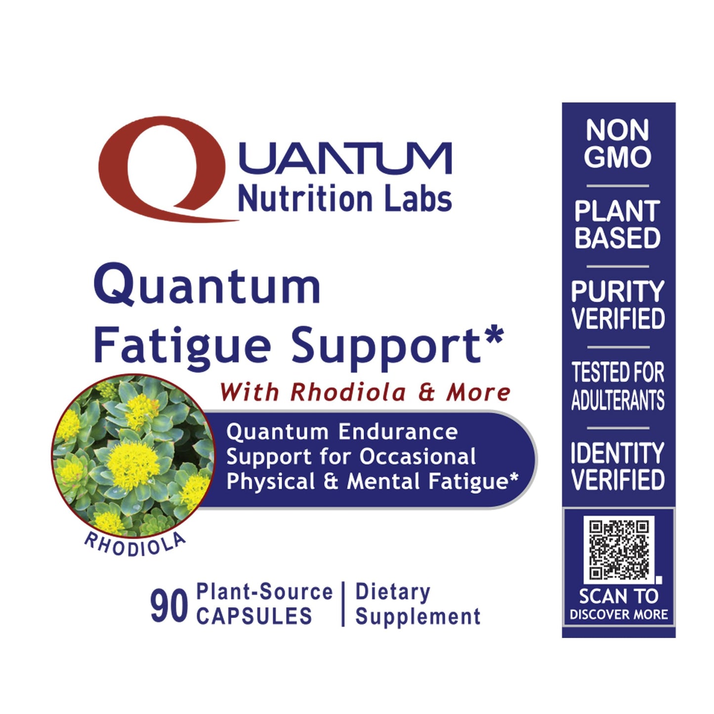 QNL Quantum Fatigue Support - Vegan Rhodiola Rosea Root Supplement, Organic Adaptogen Blend for Occasional Physical & Cognitive Stress - 90 Plant-Based Capsules - dailyvitalstore