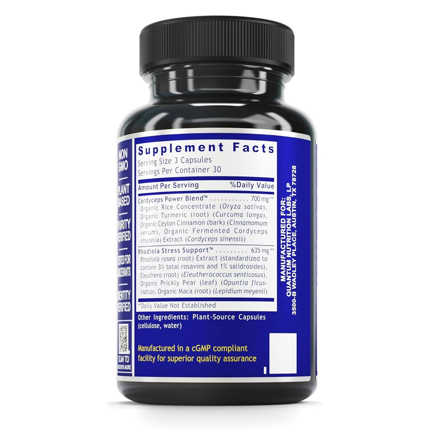 QNL Quantum Fatigue Support - Vegan Rhodiola Rosea Root Supplement, Organic Adaptogen Blend for Occasional Physical & Cognitive Stress - 90 Plant-Based Capsules - dailyvitalstore