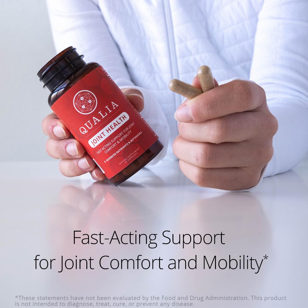 Qualia Joint Health 9 Advanced Joint Health nutrients: denatured Collagen, boswellia, tumeric, Boron, Ginger, L-carnitine. Cartilage Health, Tendon Strength, Healthy Joint Aging (1 Month Supply) - dailyvitalstore