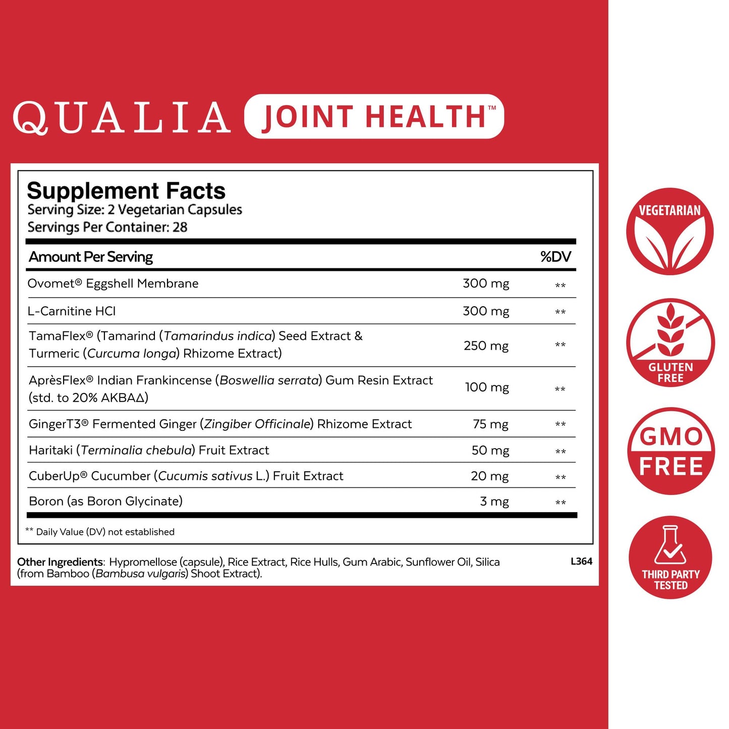 Qualia Joint Health 9 Advanced Joint Health nutrients: denatured Collagen, boswellia, tumeric, Boron, Ginger, L-carnitine. Cartilage Health, Tendon Strength, Healthy Joint Aging (1 Month Supply) - dailyvitalstore