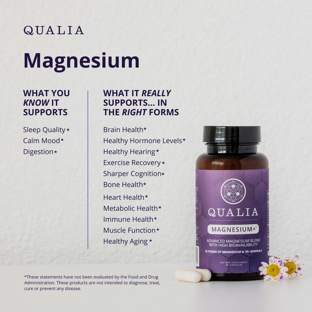 Qualia Magnesium Supplement | 10 Bioavailable Forms, Including Magnesium Glycinate, with 70+ Supporting Minerals, +7 Amino Acids | Doctor-Formulated to Support Sleep, Stress Relief, Heart, Relaxation - dailyvitalstore