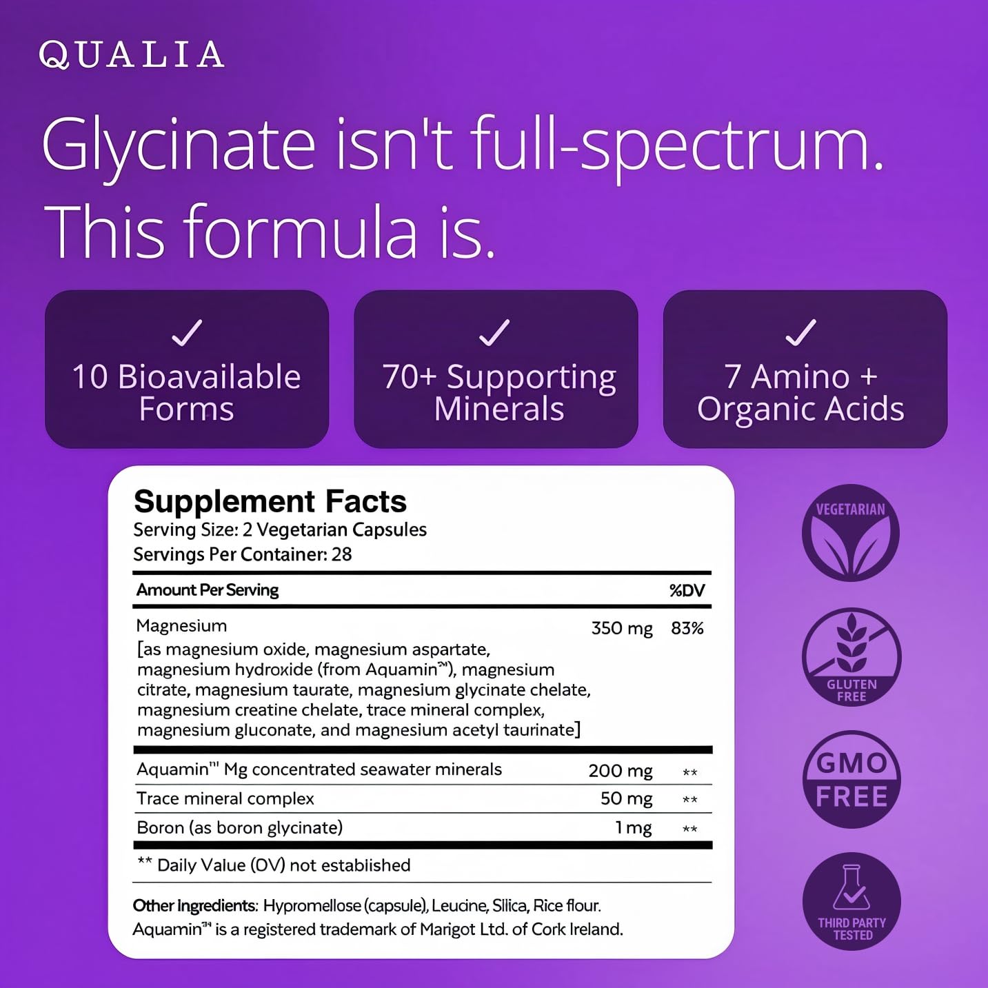 Qualia Magnesium Supplement | 10 Bioavailable Forms, Including Magnesium Glycinate, with 70+ Supporting Minerals, +7 Amino Acids | Doctor-Formulated to Support Sleep, Stress Relief, Heart, Relaxation - dailyvitalstore