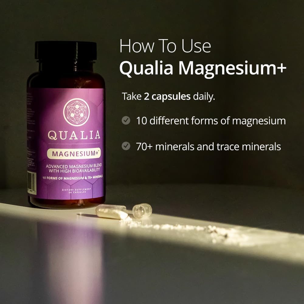 Qualia Magnesium Supplement | 10 Bioavailable Forms, Including Magnesium Glycinate, with 70+ Supporting Minerals, +7 Amino Acids | Doctor-Formulated to Support Sleep, Stress Relief, Heart, Relaxation - dailyvitalstore