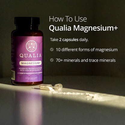 Qualia Magnesium Supplement | 10 Bioavailable Forms, Including Magnesium Glycinate, with 70+ Supporting Minerals, +7 Amino Acids | Doctor-Formulated to Support Sleep, Stress Relief, Heart, Relaxation - dailyvitalstore