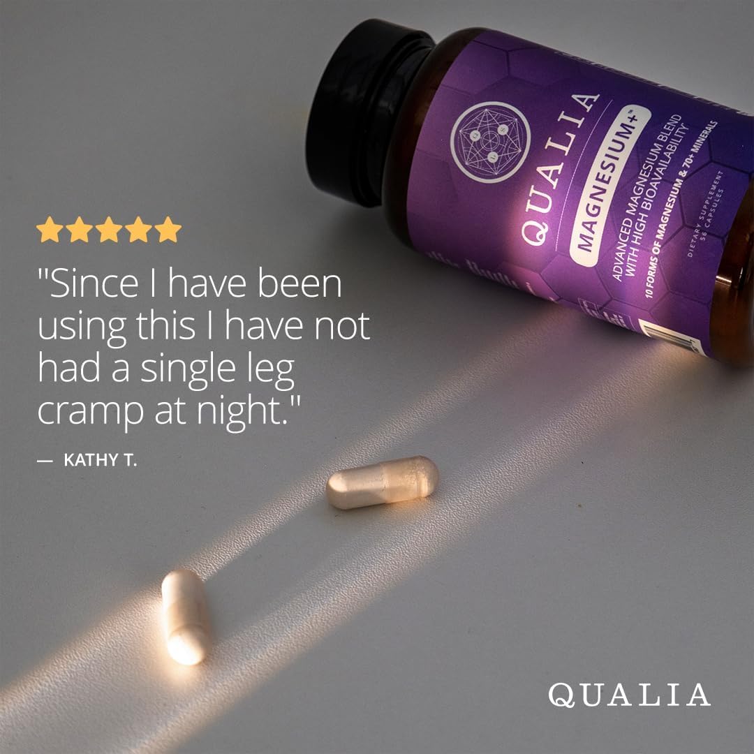 Qualia Magnesium Supplement | 10 Bioavailable Forms, Including Magnesium Glycinate, with 70+ Supporting Minerals, +7 Amino Acids | Doctor-Formulated to Support Sleep, Stress Relief, Heart, Relaxation - dailyvitalstore