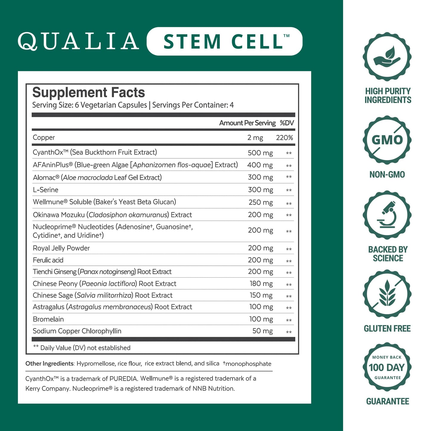 Qualia Stem Cell — Stem Cell Supplement Support with Royal Jelly, Astragalus & Sea Buckthorn | 16 Ingredients | 4 Days a Month | Helps Body Naturally heal* - dailyvitalstore