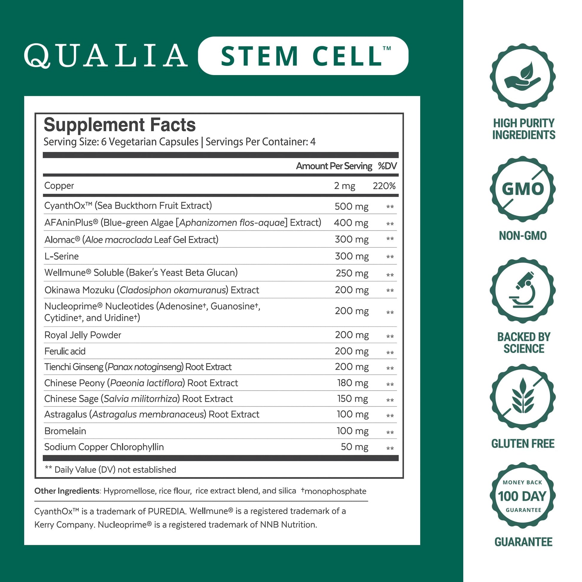 Qualia Stem Cell — Stem Cell Supplement Support with Royal Jelly, Astragalus & Sea Buckthorn | 16 Ingredients | 4 Days a Month | Helps Body Naturally heal* - dailyvitalstore