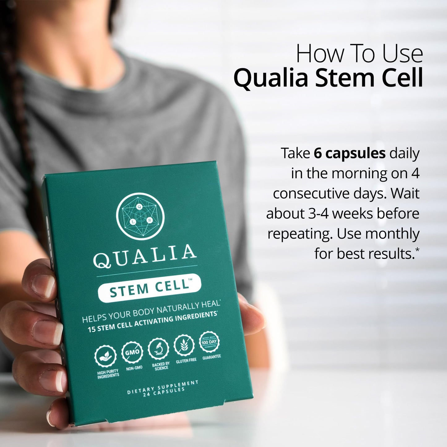 Qualia Stem Cell — Stem Cell Supplement Support with Royal Jelly, Astragalus & Sea Buckthorn | 16 Ingredients | 4 Days a Month | Helps Body Naturally heal* - dailyvitalstore