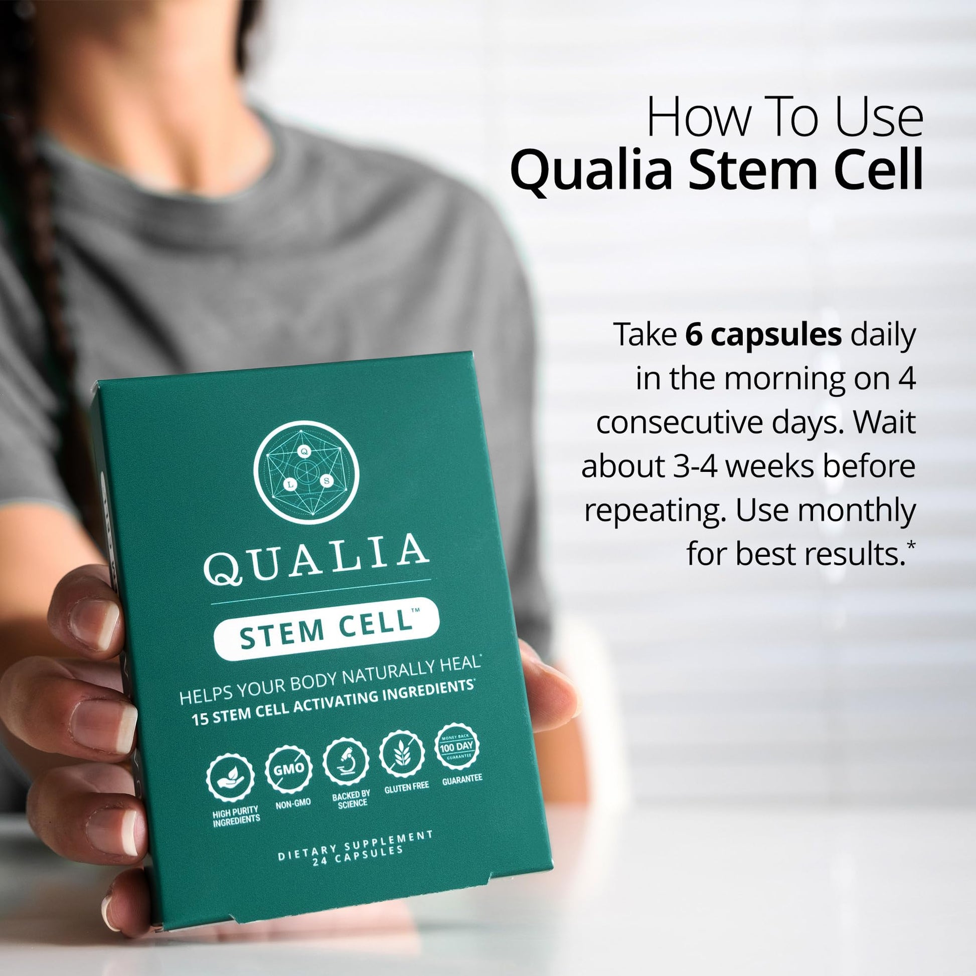 Qualia Stem Cell — Stem Cell Supplement Support with Royal Jelly, Astragalus & Sea Buckthorn | 16 Ingredients | 4 Days a Month | Helps Body Naturally heal* - dailyvitalstore