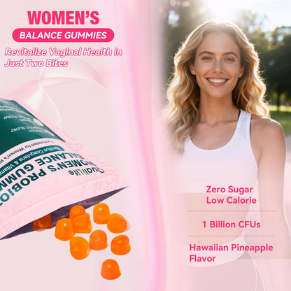 QualiLife Premium Feminine Balance Gummies for Women – Probiotic Vaginal Health Support with Vitamin C – pH Balance & Flora Support – Sugar Free, Vegan, Hawaiian Pineapple Flavor – 60 Gummies (1) - dailyvitalstore