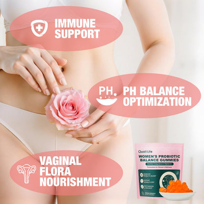 QualiLife Premium Feminine Balance Gummies for Women – Probiotic Vaginal Health Support with Vitamin C – pH Balance & Flora Support – Sugar Free, Vegan, Hawaiian Pineapple Flavor – 60 Gummies (1) - dailyvitalstore