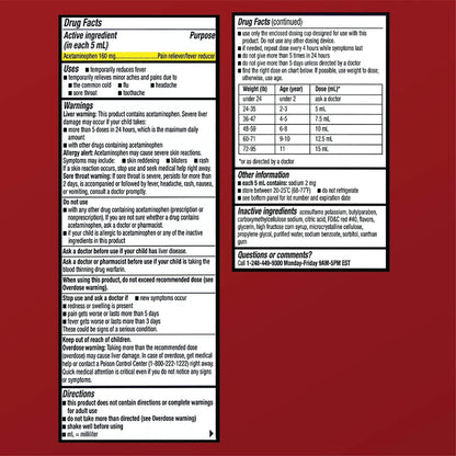 Quality Choice Children's Pain Relief & Fever Reducer for Kids, 4fl oz Acetaminophen 160mg per 5ml, Ibuprofen & Aspirin Free, Liquid Cold and Flu Medicine for Kids, Regular Strength OTC Medication - dailyvitalstore