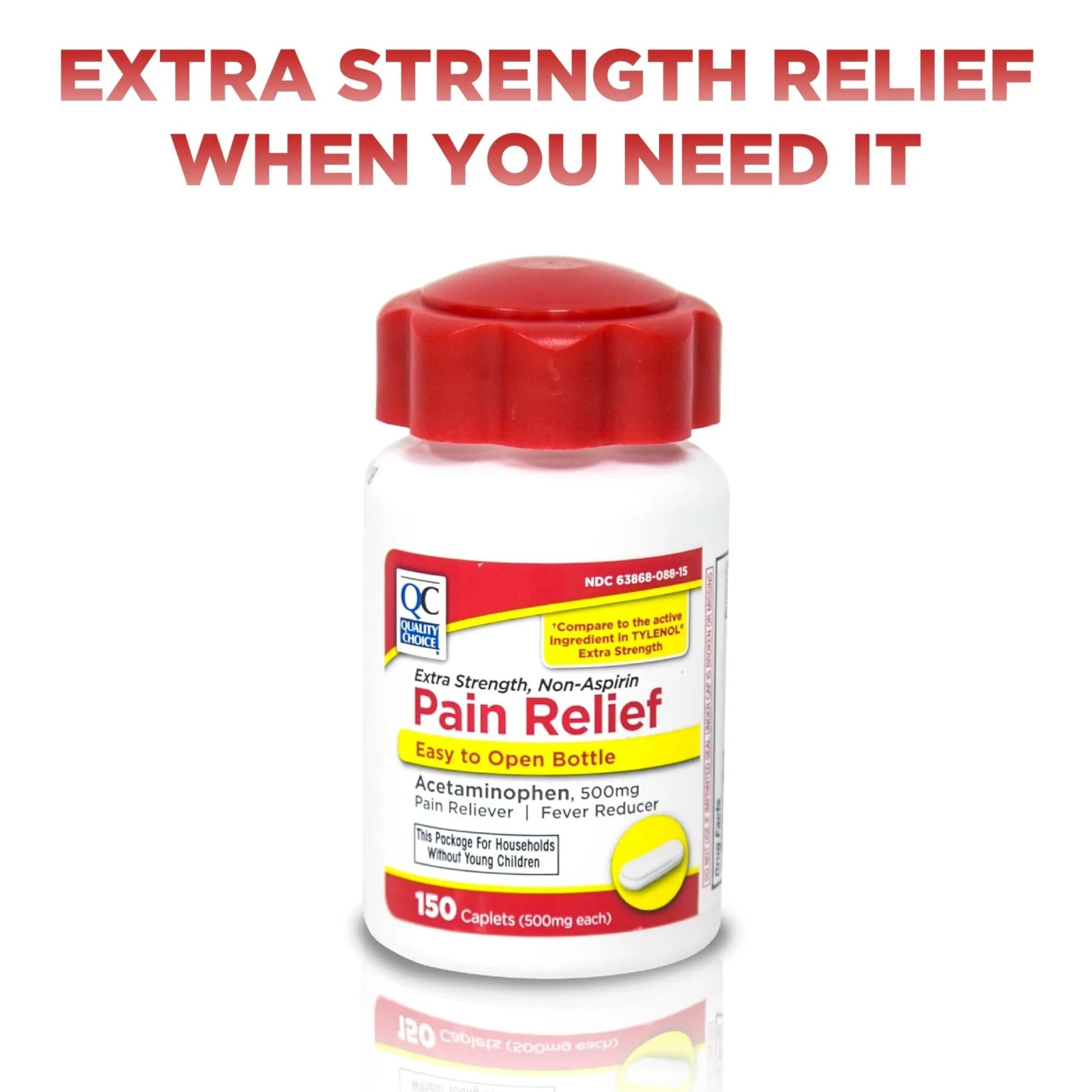 Quality Choice Easy Open Extra Strength Pain Relief, Acetaminophen 500mg Extra Strength, Pain Reliever and Fever Reducer for Headache, Backache, Toothache and Muscle Aches, 150 Count Bottle. - dailyvitalstore