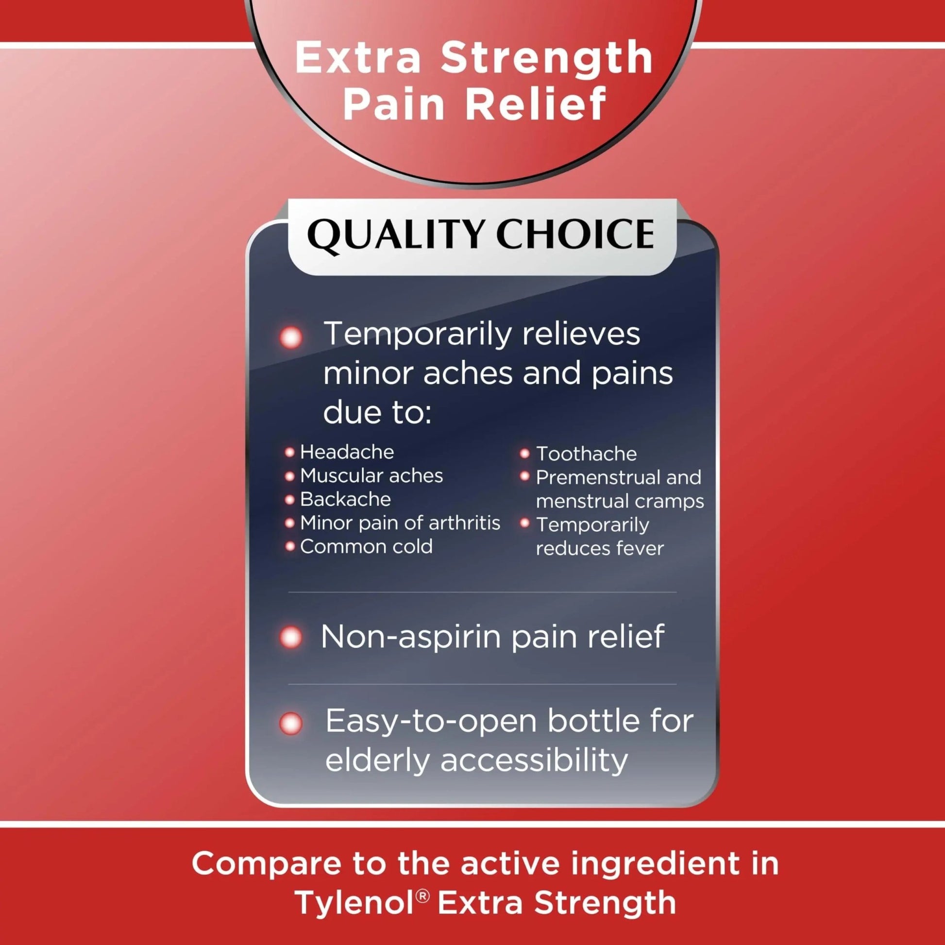 Quality Choice Easy Open Extra Strength Pain Relief, Acetaminophen 500mg Extra Strength, Pain Reliever and Fever Reducer for Headache, Backache, Toothache and Muscle Aches, 150 Count Bottle. - dailyvitalstore