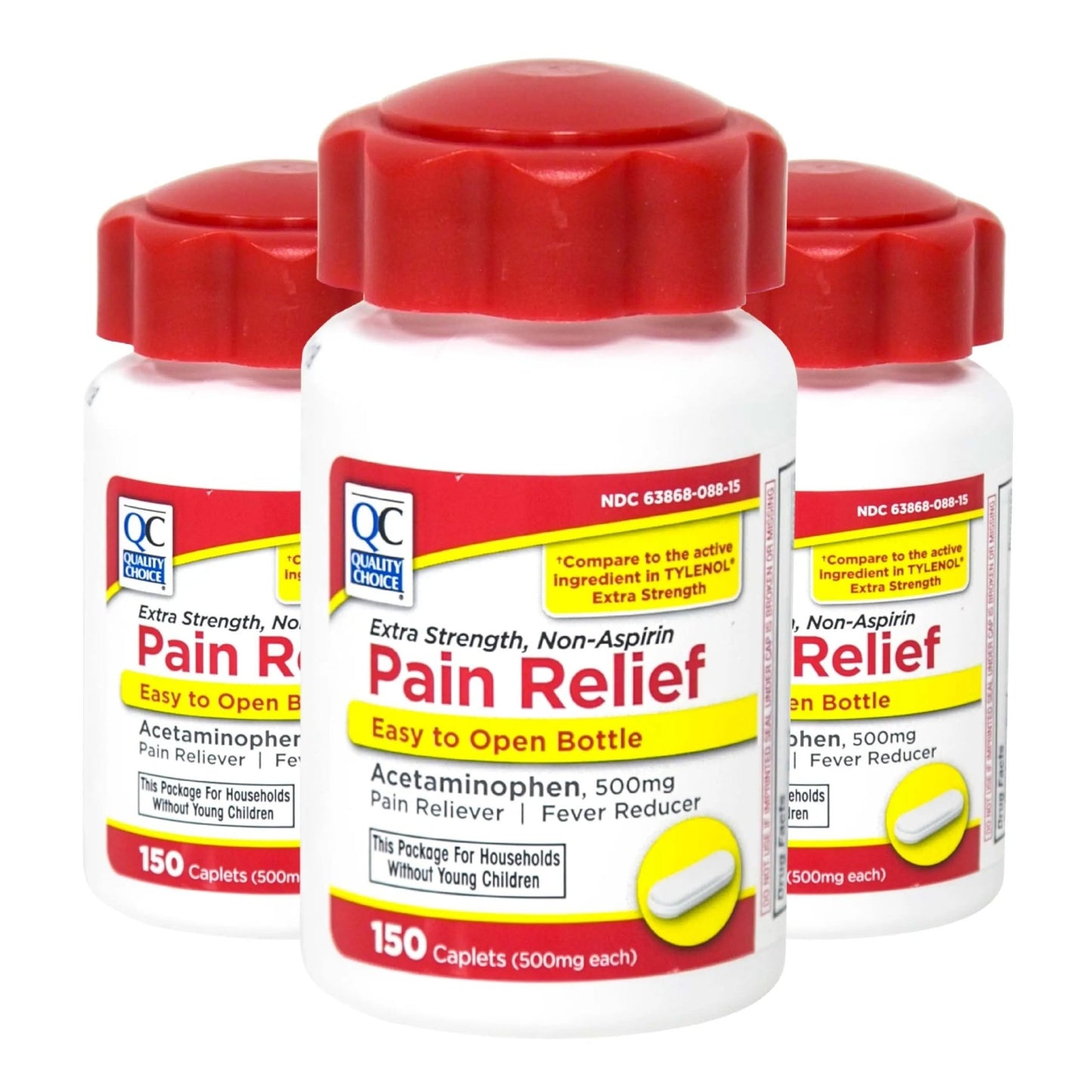 Quality Choice Easy Open Extra Strength Pain Relief, Acetaminophen 500mg Extra Strength, Pain Reliever and Fever Reducer for Headache, Backache, Toothache and Muscle Aches, 150 Count Bottle. - dailyvitalstore