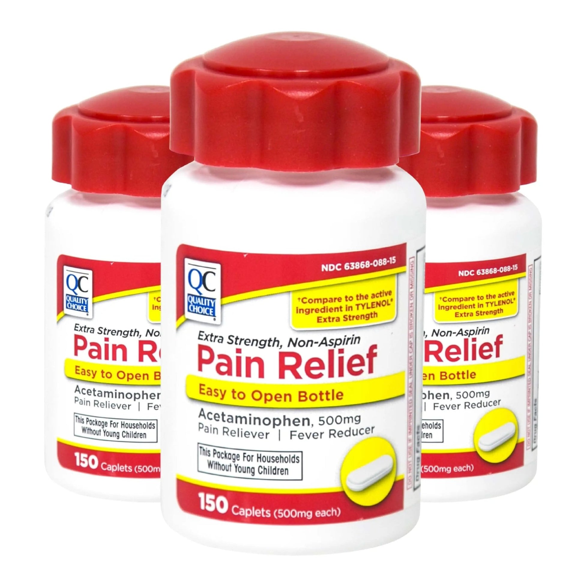 Quality Choice Easy Open Extra Strength Pain Relief, Acetaminophen 500mg Extra Strength, Pain Reliever and Fever Reducer for Headache, Backache, Toothache and Muscle Aches, 150 Count Bottle. - dailyvitalstore