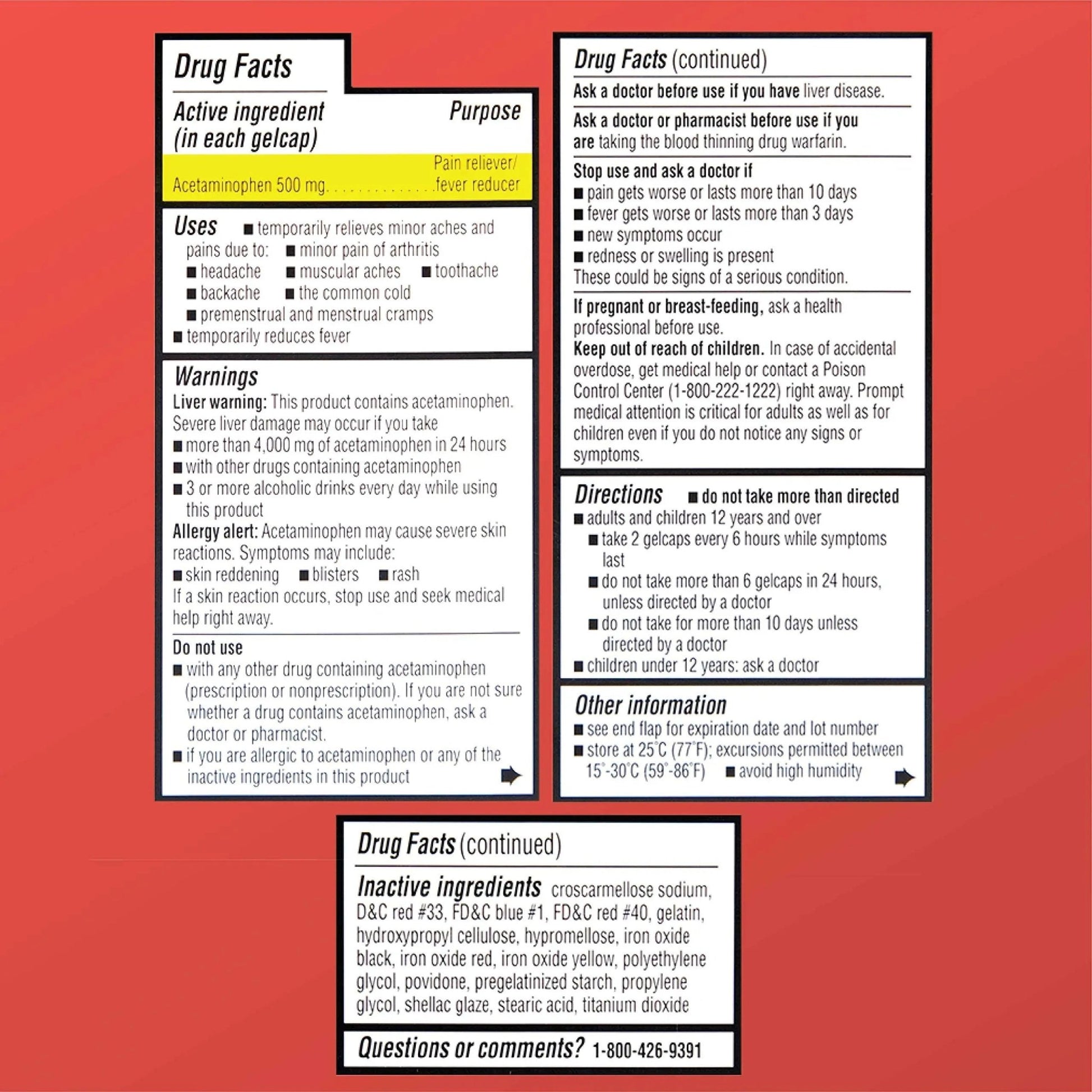 Quality Choice, Extra Strength, Non Aspirin Pain Relief, Acetaminophen 500 MG, Pain Reliever & Fever Reducer, Rapid Release Gelcaps, 50 Count Package - dailyvitalstore