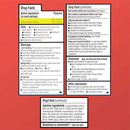 Quality Choice, Extra Strength, Non Aspirin Pain Relief, Acetaminophen 500 MG, Pain Reliever & Fever Reducer, Rapid Release Gelcaps, 50 Count Package - dailyvitalstore
