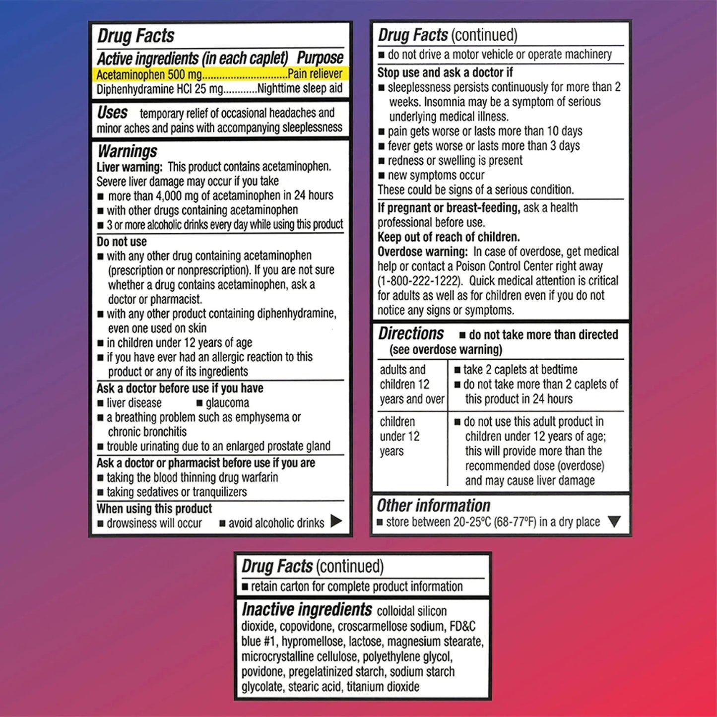 Quality Choice Extra Strength Pain Relief PM, Pain Reliever and Nighttime Sleep Aid, Acetaminophen 500 mg & Diphenhydramine HCI 25 mg (Sleep Aid), 50 Count Package of Caplets - dailyvitalstore