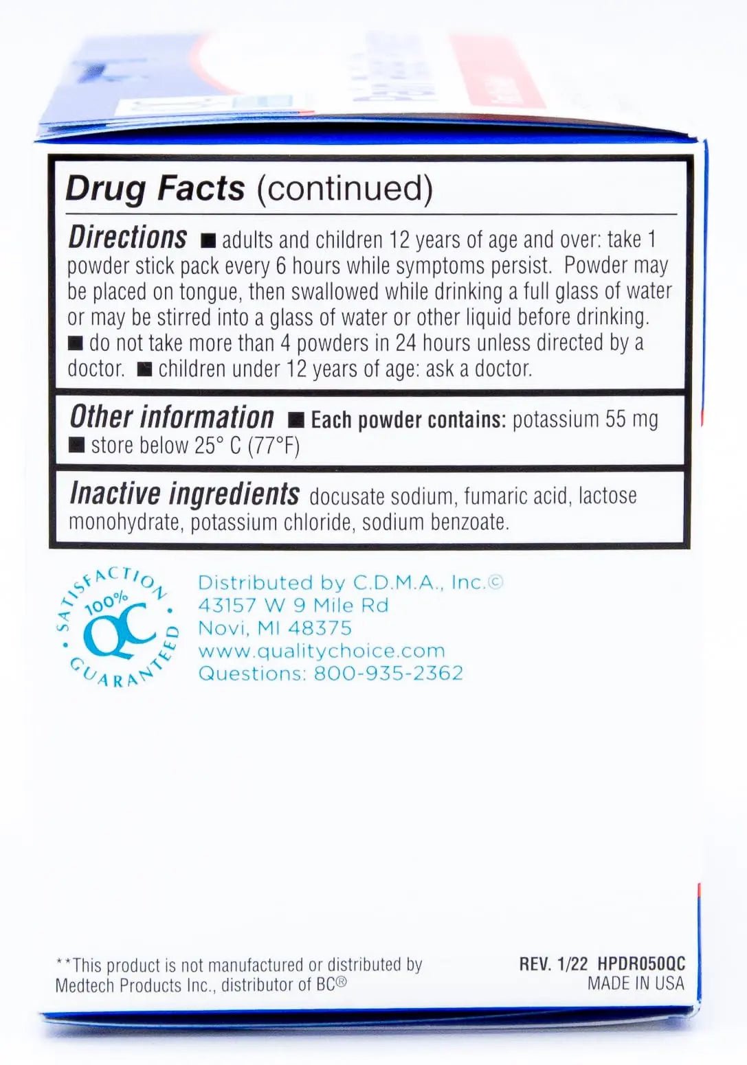 Quality Choice Fast Pain Relief Powder, Contains 50 Powder Packets for Rapid Pain Relief. Contains Aspirin & Caffiene - dailyvitalstore