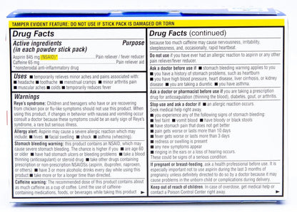 Quality Choice Fast Pain Relief Powder, Contains 50 Powder Packets for Rapid Pain Relief. Contains Aspirin & Caffiene - dailyvitalstore