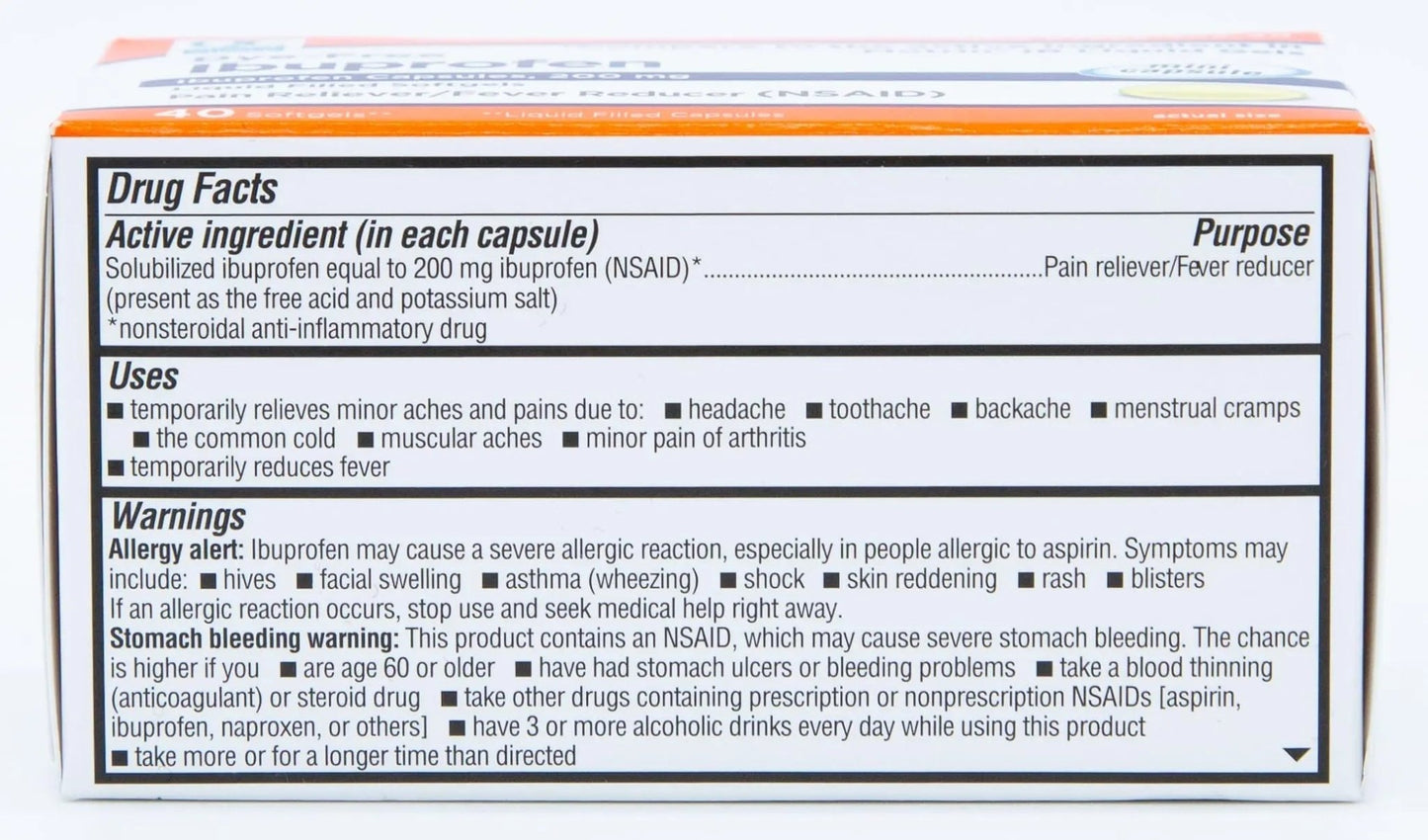 Quality Choice Ibuprofen 200 mg Liquid Gels 40 Count Easy to Swallow Pain Reliever and Fever Reducer for Headache Toothache Backache Menstrual Cramps Muscle Aches Minor and Pain - dailyvitalstore