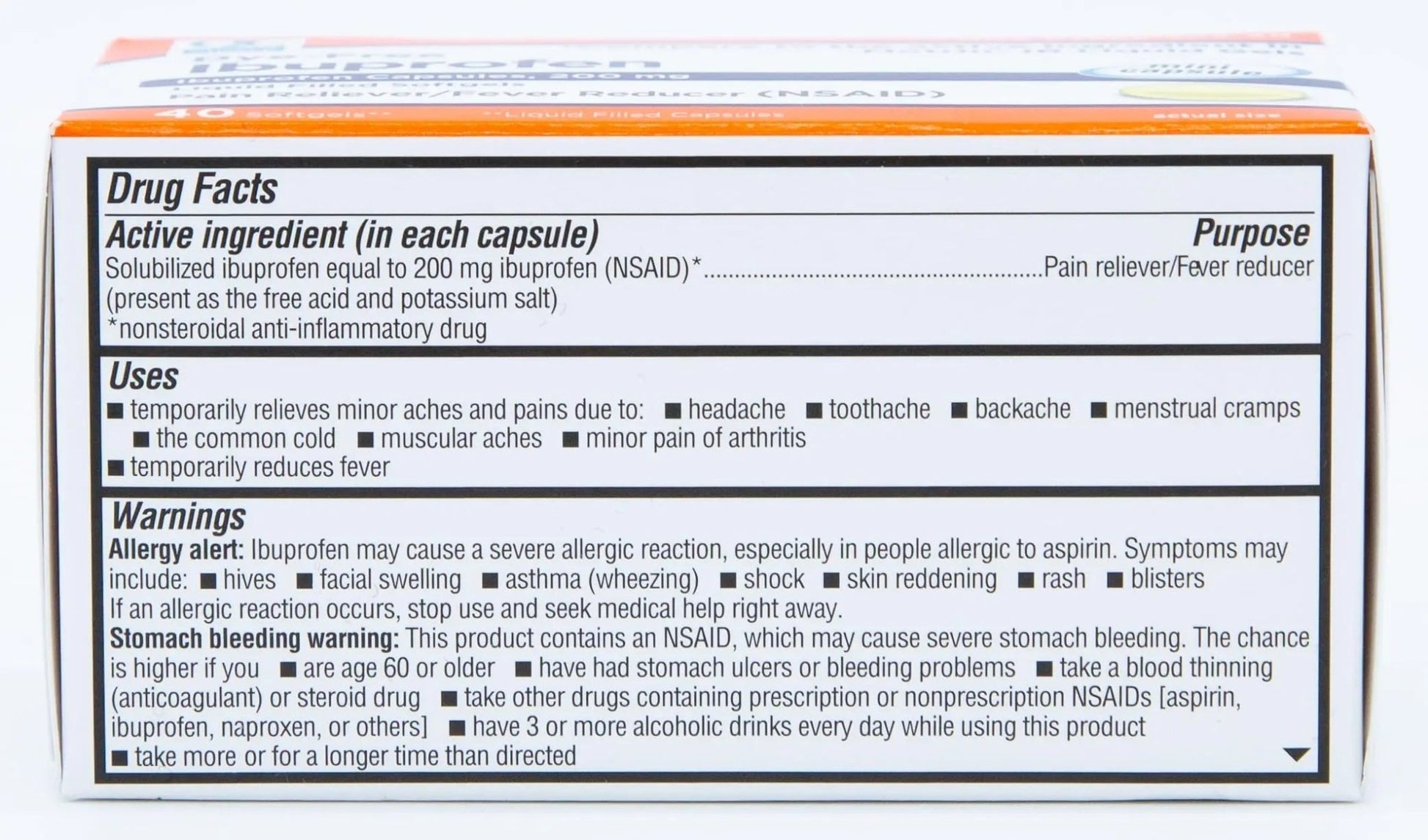 Quality Choice Ibuprofen 200 mg Liquid Gels 40 Count Easy to Swallow Pain Reliever and Fever Reducer for Headache Toothache Backache Menstrual Cramps Muscle Aches Minor and Pain - dailyvitalstore