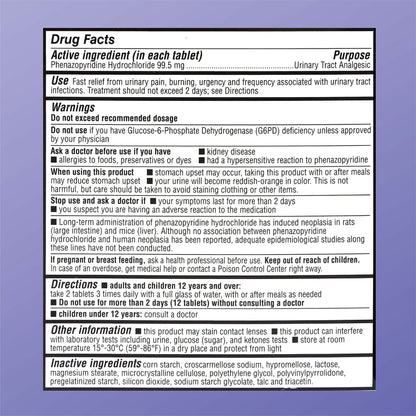 Quality Choice Max Strength Urinary Pain Relief, Maximum Strength Fast Relief of UTI Pain, Burning, and Feeling of Urgency to Pee, 24 Count Package of Tablets - dailyvitalstore