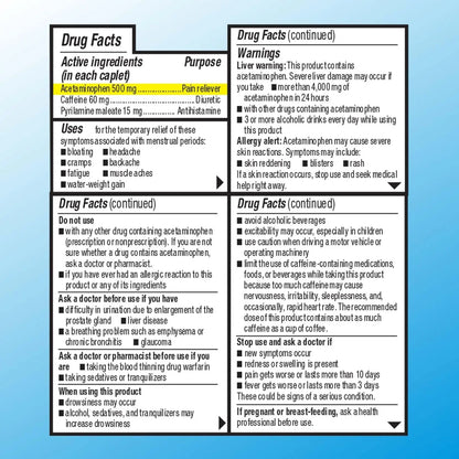 Quality Choice Menstrual Complete Max Strength Period Pain Relief, 500 mg of Acetaminophen, 60mg of Caffeine, 15mg of Pyrilamine Maleate, Cramps, Bloating, Headache. 24 Count. - dailyvitalstore