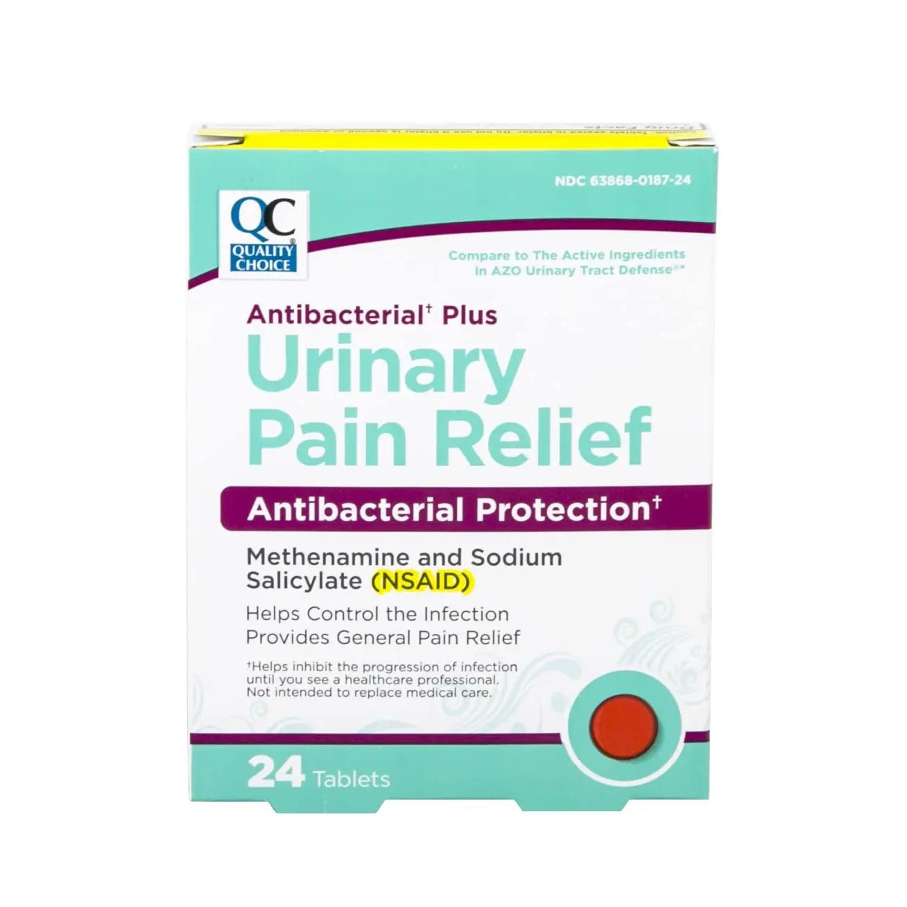 Quality Choice Urinary Pain Relief Antibacterial Plus, Urinary Tract Protection, Helps Control Symptoms of (UTI) Until You Can See a Doctor. 24 Tablets - dailyvitalstore