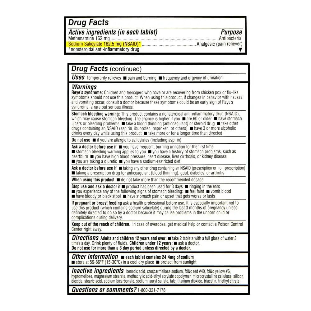 Quality Choice Urinary Pain Relief Antibacterial Plus, Urinary Tract Protection, Helps Control Symptoms of (UTI) Until You Can See a Doctor. 24 Tablets - dailyvitalstore