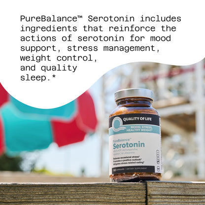 Quality of Life Pure Balance Serotonin Premium–Helps Boost Serotonin & Cortisol Levels - Includes 5-HTP, Venetron, Sensoril, Vitamin D3 & L-Theanine–60 Capsules - dailyvitalstore