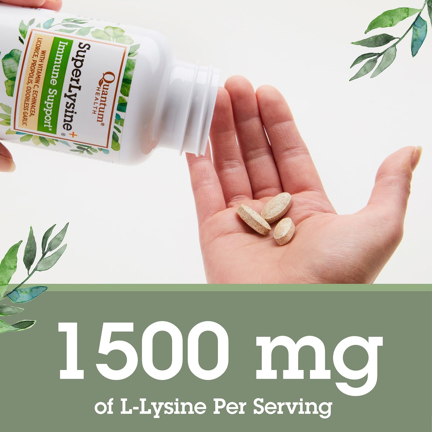 Quantum Health Super Lysine+ / Advanced Formula Lysine+ Immune Support with Vitamin C, Echinacea, Licorice, Propolis, Odorless Garlic (90 Tablets) - dailyvitalstore