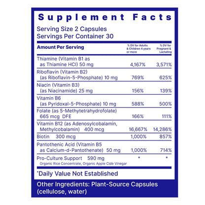 Quantum Nutrition Labs Max Energy Bs - Vitamin B Complex, Methylated B Complex Vitamins with Vitamin B1, B6, B12, Thiamin, Folate and Biotin - dailyvitalstore