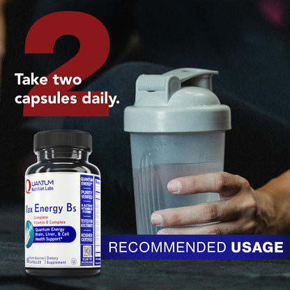 Quantum Nutrition Labs Max Energy Bs - Vitamin B Complex, Methylated B Complex Vitamins with Vitamin B1, B6, B12, Thiamin, Folate and Biotin - dailyvitalstore